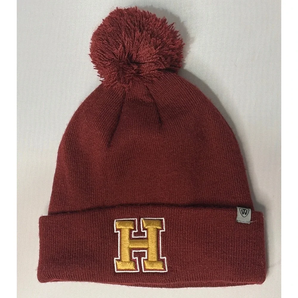 Top of the World Harvard Crimson Reversible Beanie Pom Knit Hat Maroon One Size